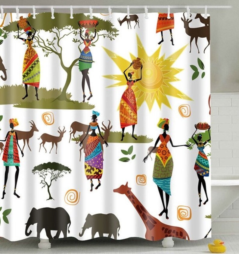 Africa Shower Curtain African Print Curtains Colorful Afro Eco Friendly Polyester High Quality Washable Bath Decor