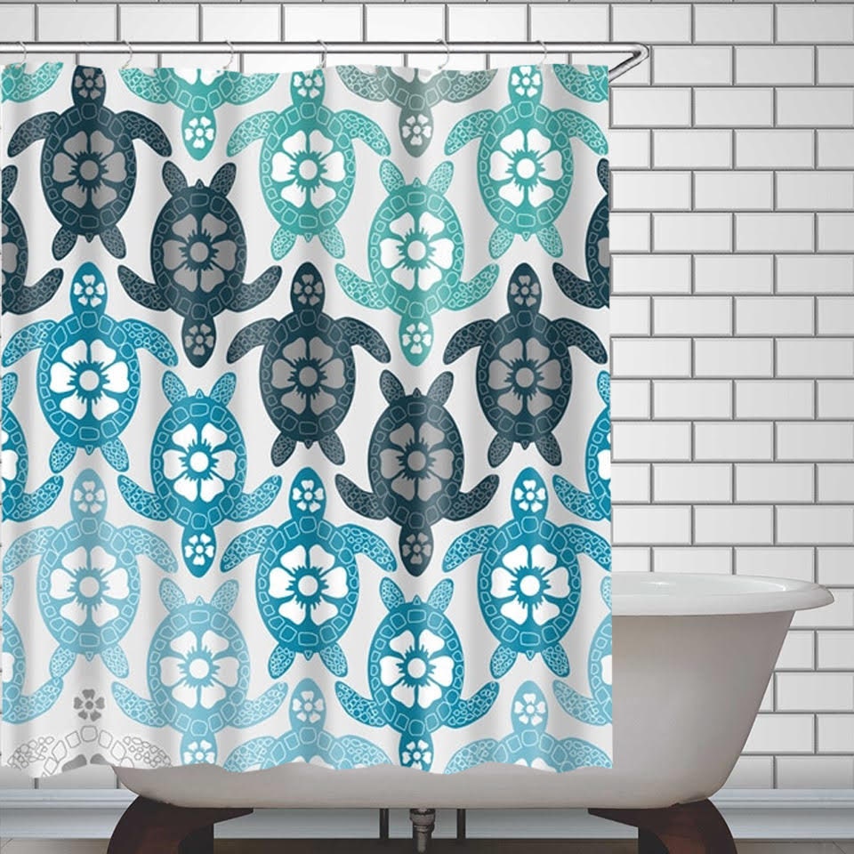 Shower Curtain Sea Turtles Waterproof Polyester Fabric Etsy