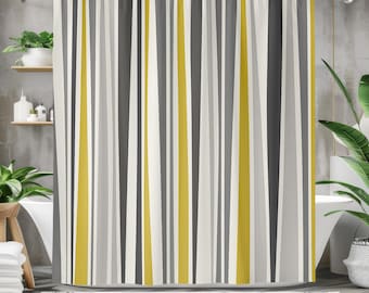 Modern Striped Shower Curtain – Modern Vertical Lines Bathroom Decor Waterproof Fabric Bath Curtains