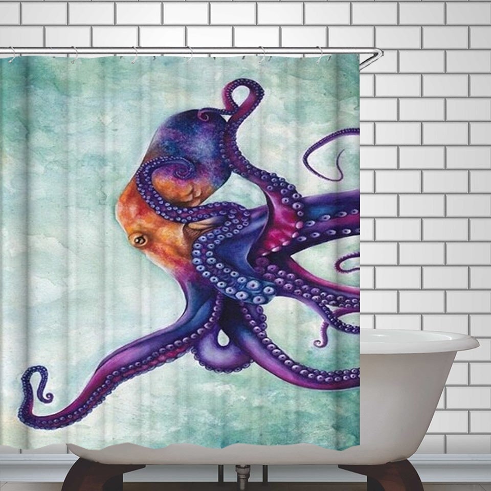 Octopus Shower Curtain Custom Size Waterproof Shower Curtain Etsy