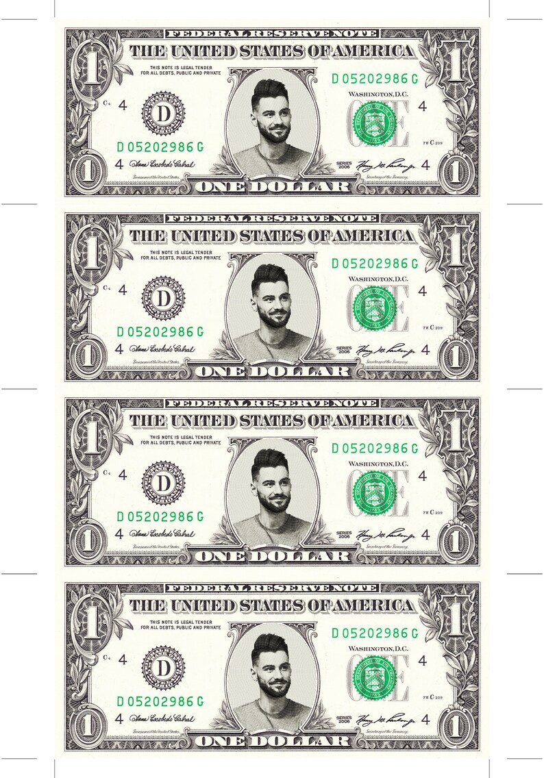 Your Face on Money Printable Custom Dollar Bill Personalized Etsy