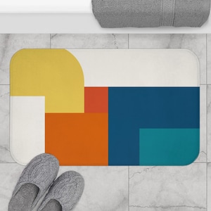 Modern Abstract Bath Mat, Vibrant Shower Rug, Colorful Bathroom Decor, Geometric Bath Mat for Home, Unique Gift for Housewarming