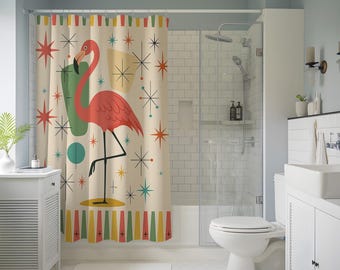 Flamingo Duschvorhang – Aquarell Tropische Blätter & Blumen, 150x180 Cm, Wasserdicht & Schimmelresistent, Polyester