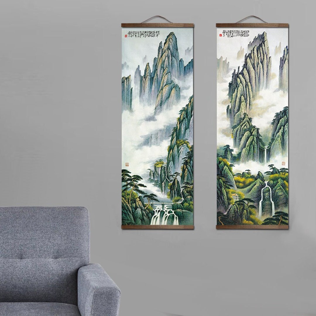 Japanese Wall Scroll Landscape Wall Art, Hanging, Asian Scrols, Fine