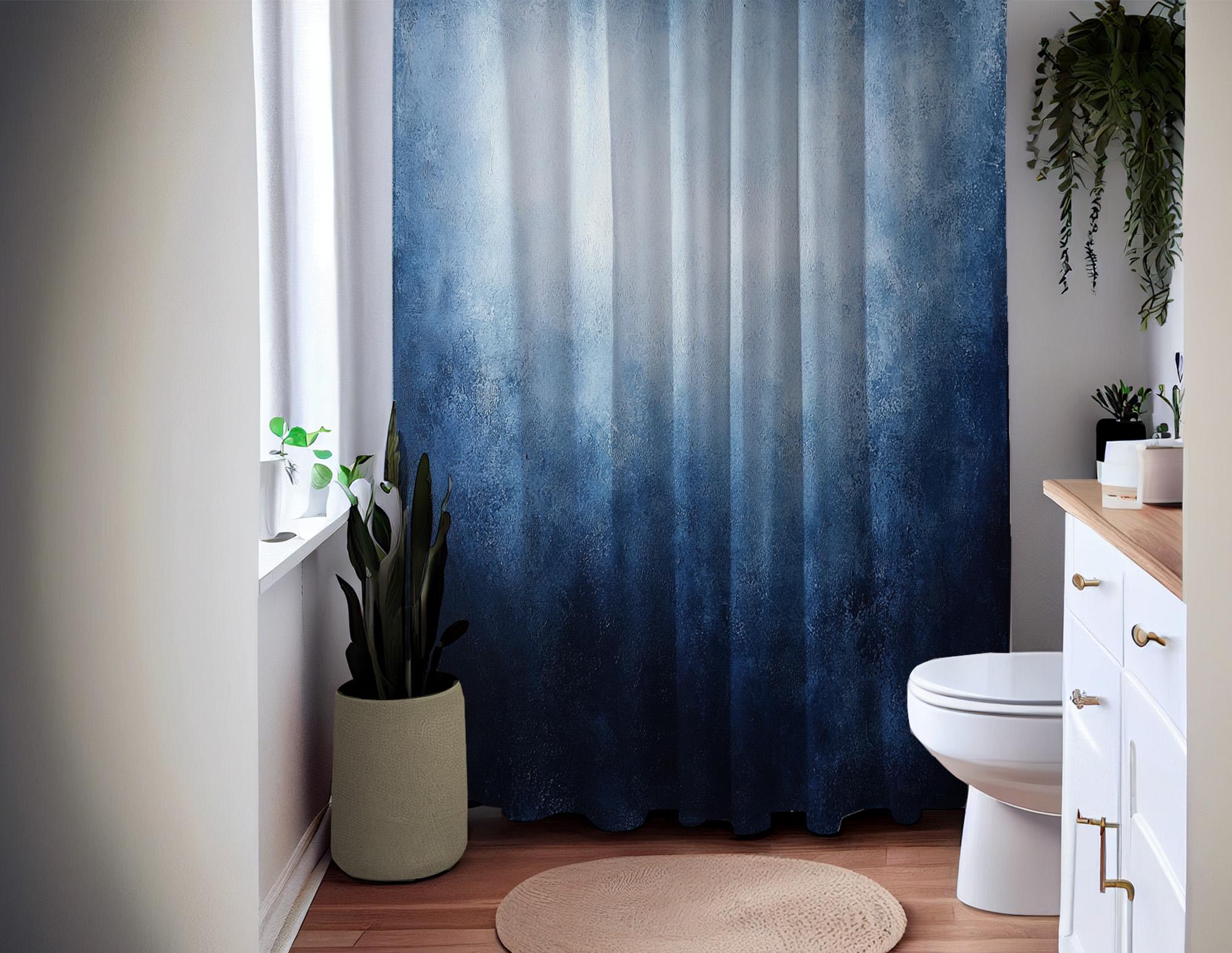 Lässiger Duschvorhang Marineblau Gestreift – Wasserdichtes Polyester, 183 X 183 Cm, Inkl. Haken