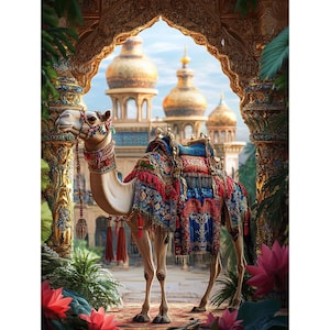 Kit di pittura a diamante cammello, ricamo fai da te 5D con strass, mosaico esotico del deserto, decorazione da parete per la casa, regalo per bambini e adulti