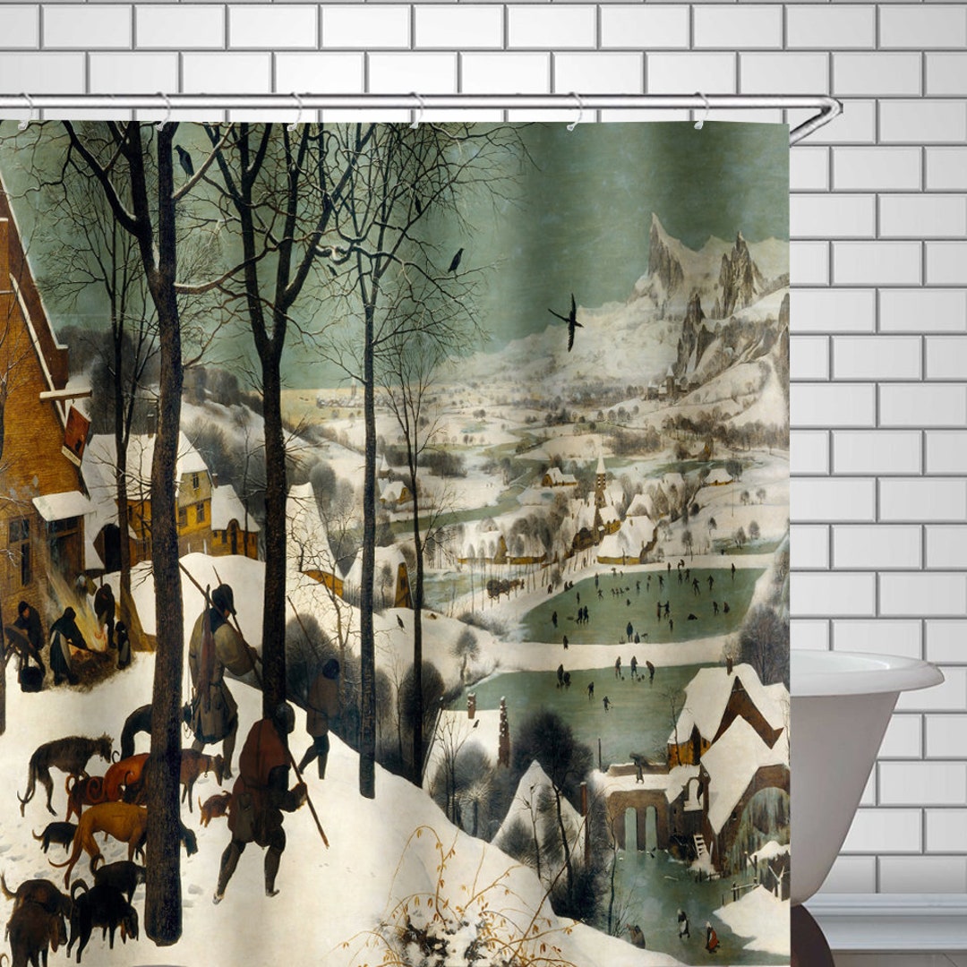Fine Art Shower Curtain Pieter Bruegel Hunters in the Snow 1565 Oil