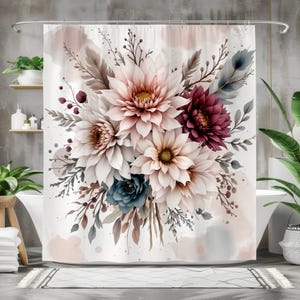 Floral Bohemian Shower Curtain, Vintage Home Decor, Bathroom Decor, Gift for Her, Spring/Summer Vibes, Floral Design