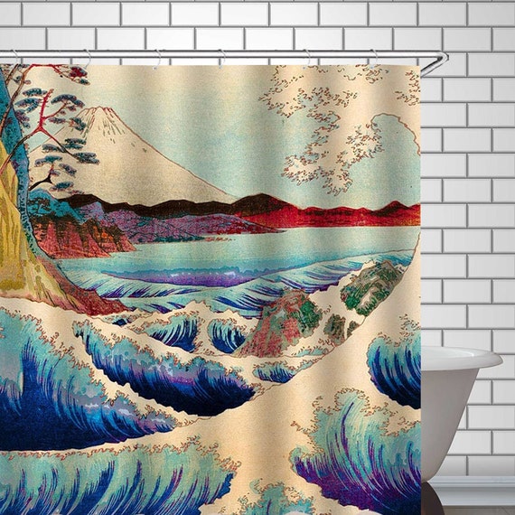 Ukiyo E Painting Shower Curtain Hokusai, Japanese Painting Shower Curtain