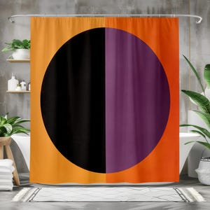 Bold Abstract Circle Design Shower Curtain – Waterproof Polyester Fabric, Modern Geometric Bath Decor for Artistic Bathrooms