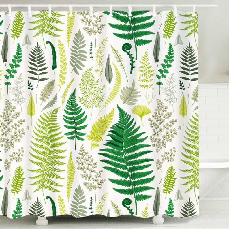 Botanical Shower Curtain Leaves Plant Curtains