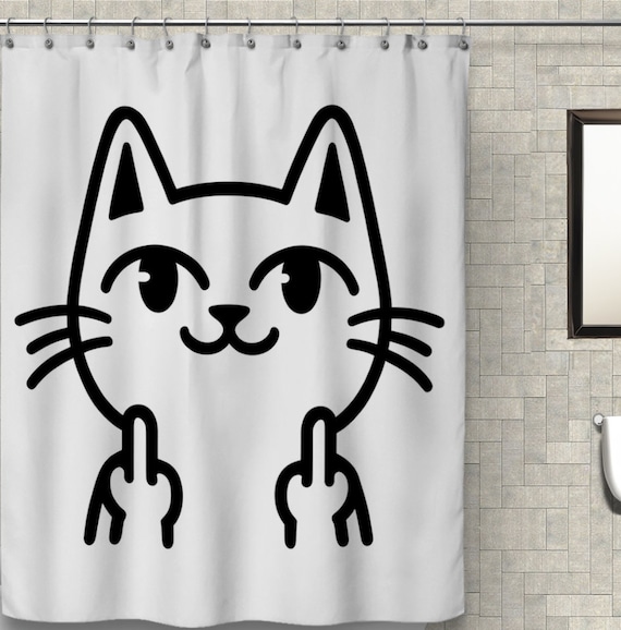 Rideau De Douche Chat Et Souris Style Cartoon - 175x180 Cm - 100% Polyester - Neuf - Déco Salle De Bain Fun