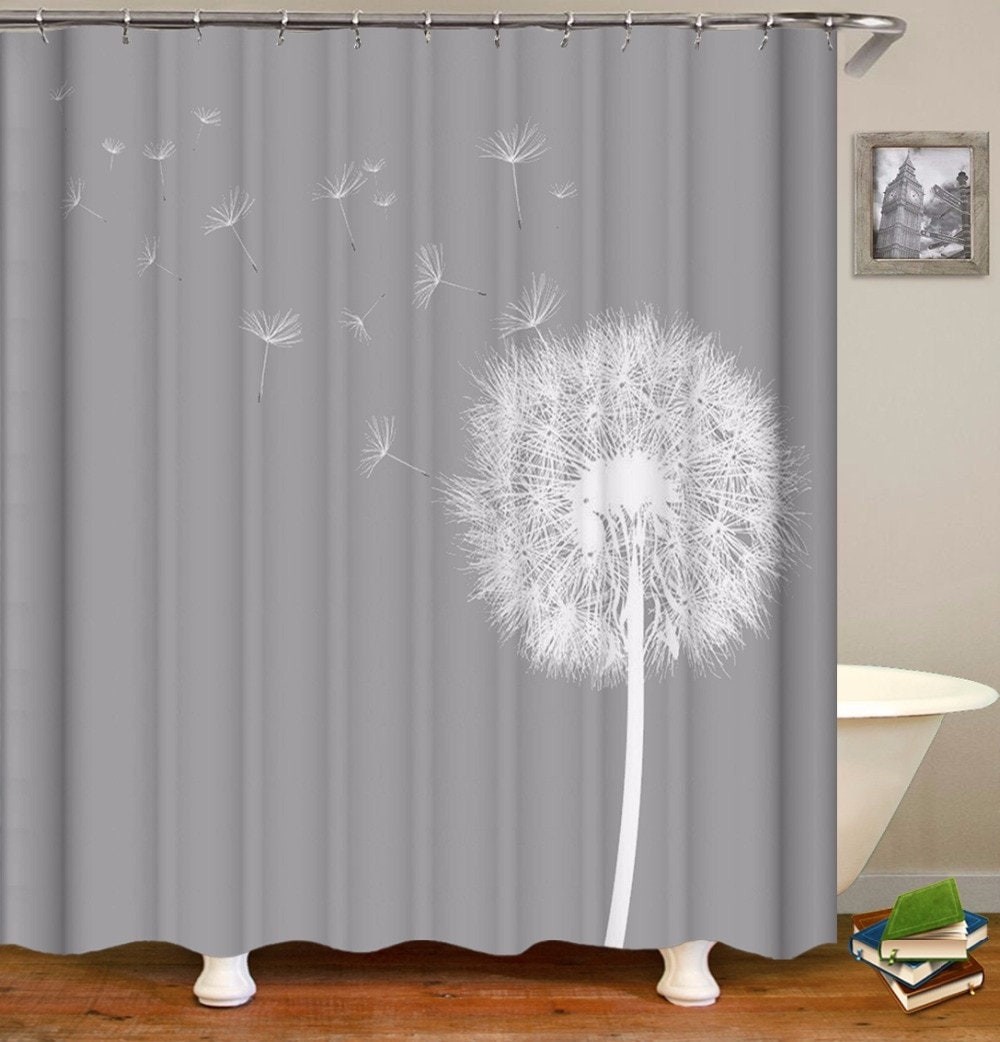 Dandelion Shower Curtain Dandelion Gray Waterproof Shower Etsy Dandelion Shower Curtain Dandelion Gray Waterproof Shower Etsy