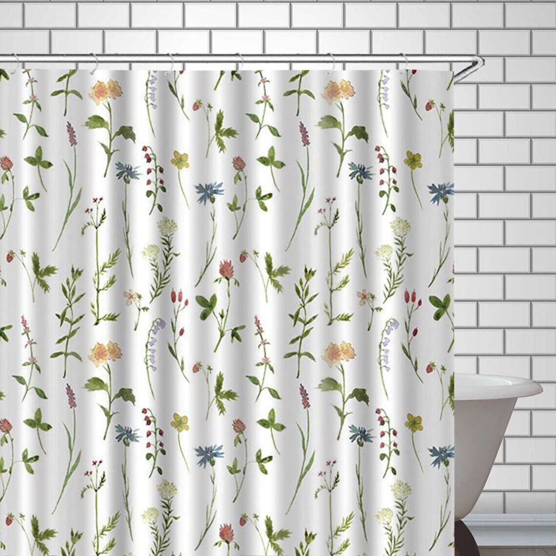 Botanical Shower Curtain Watercolor Floral Shower Curtains - Etsy