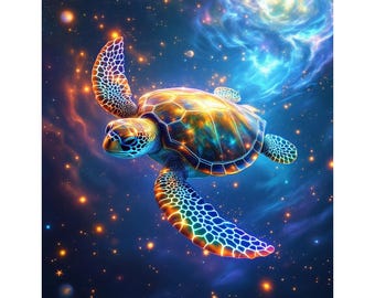 5D Diamond Painting Kit | Cosmic Sea Turtle Art | DIY Full Drill Diamond Embroidery | Space Ocean Fantasy | Rhinestone Cross Stitch