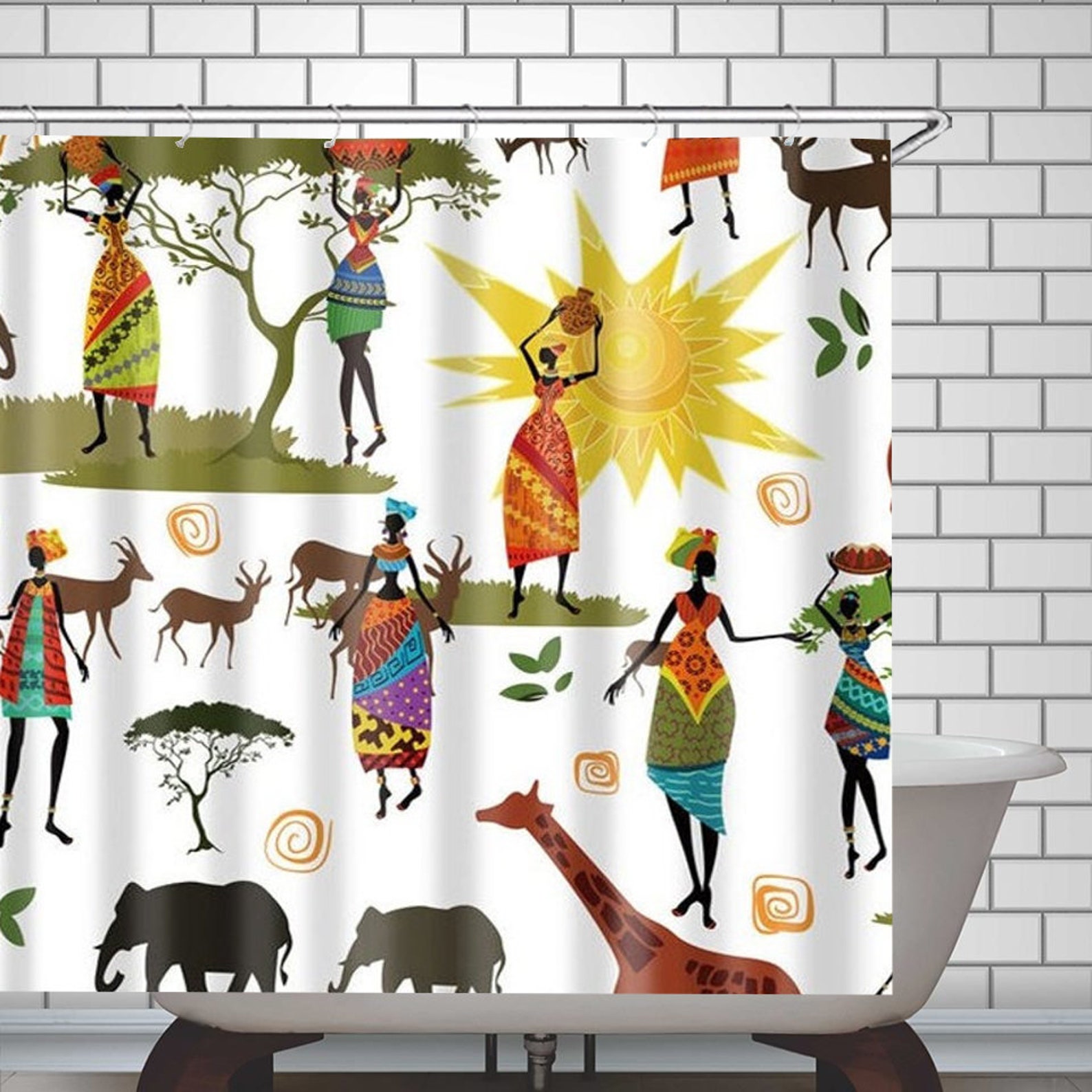 Africa Shower Curtain African Print Shower Curtains Colorful Etsy