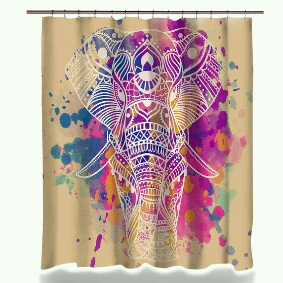 Elephant Shower Curtain Colorful Elephant Shower Curtains Etsy