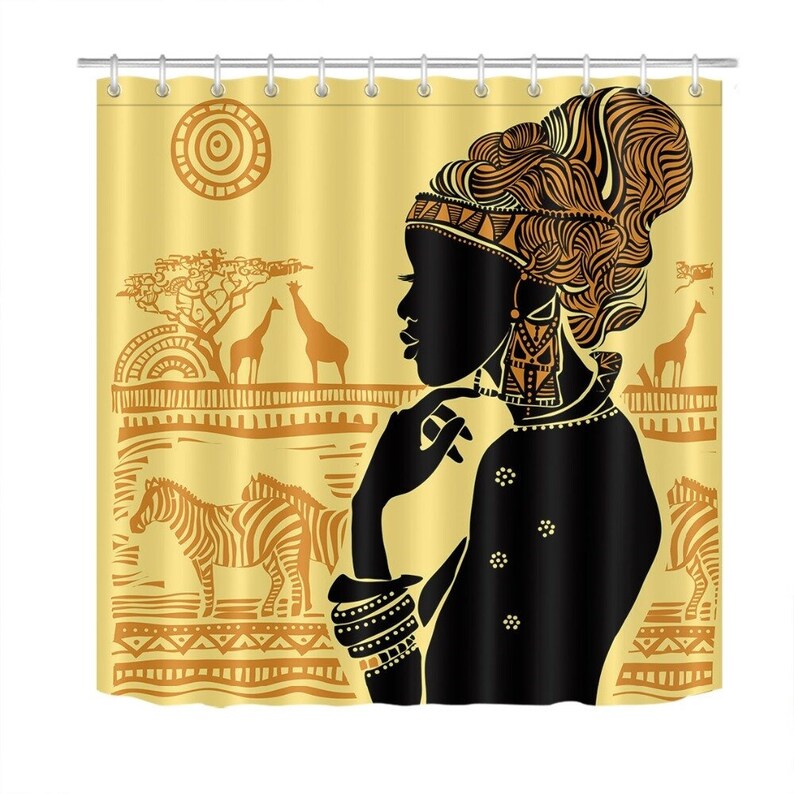 African Woman Shower Curtain American Black Image 0