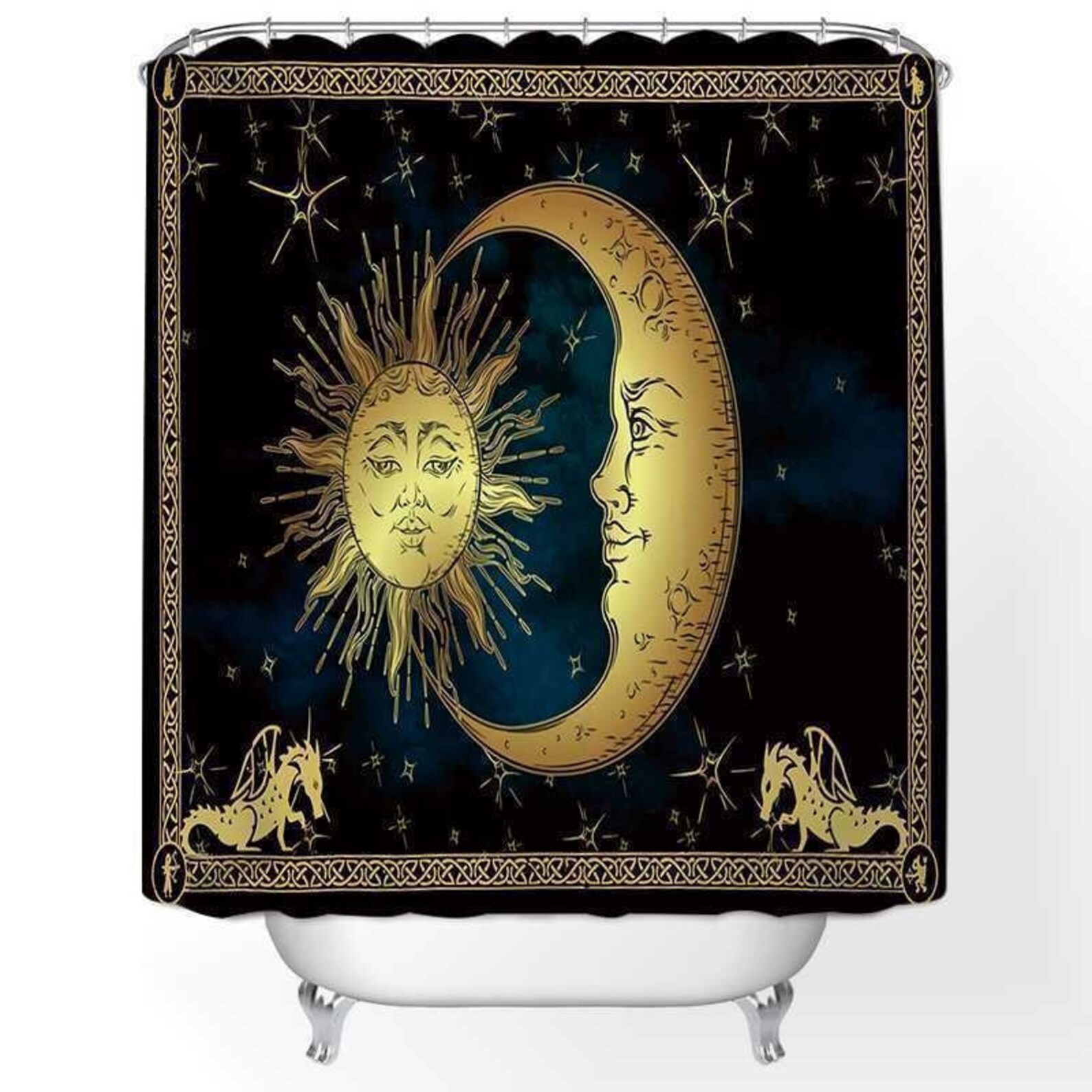 The Moon and Sun Shower Curtain The Moon Celestial Bathroom Etsy