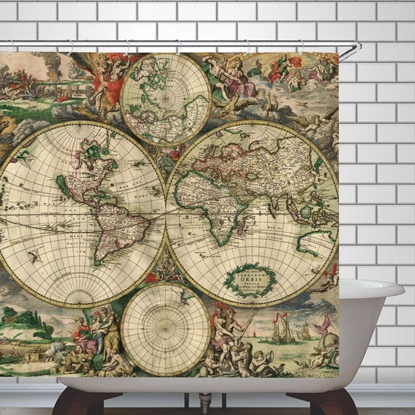 Map Shower Curtain Etsy