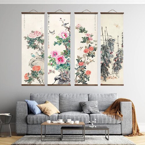 Traditional Japanese Scroll Painting Japanese Art Canvas Etsy