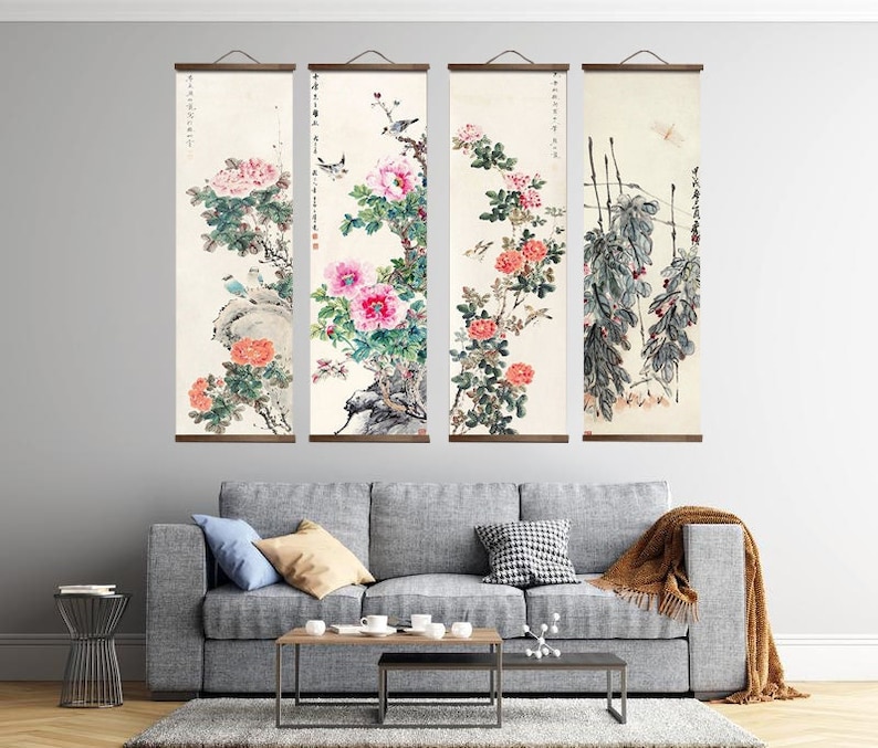 Fl Chinese Japanese Scroll Painting Asian Art Canvas Ireland - Hanging Scrolls Home Decor Fl Chinese Japanese Scroll Painting Asian Art Canvas Ireland - Hanging Scrolls Home Decor
