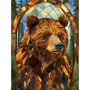 Bear  Diamond Painting Kit, 5D DIY Full Drill Rhinestone Art, Square & Round Mosaic Embroidery, Wall Décor Stained Glass art Style