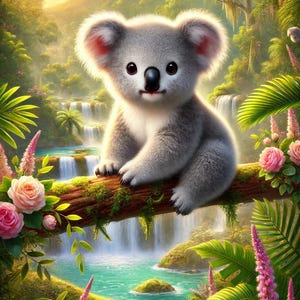 Kit di pittura a diamante 5D / Arte di Koala carino / Ricamo a diamante fai da te completo / Punto croce con strass / Decorazione da parete per la casa / Regalo per gli amanti degli animali