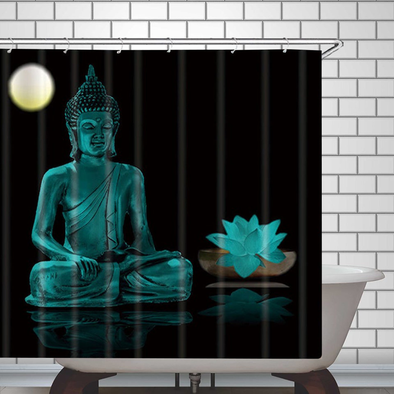 Buddha Shower Curtain Black Shower Curtains Buddha Zen Etsy
