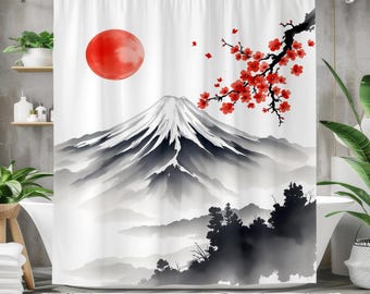 日本の風景 桜 滝 富士山 - ヴィンテージ油絵、日本のアート絵画