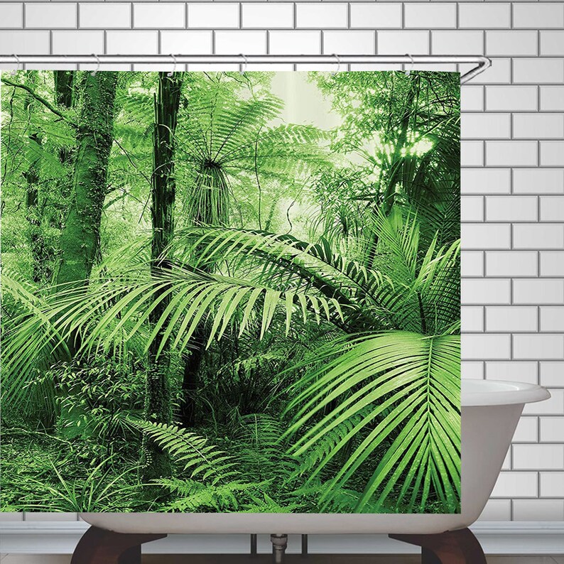 Jungle Shower Curtain Rain Forest Shower Curtains Nature Etsy