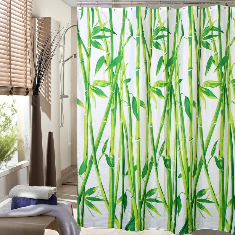 Bamboo Shower Curtain Green Bamboo Waterproof Shower Curtains Etsy
