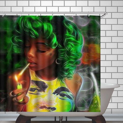 Black Couple Shower Curtain African American Lovers Bath Decor Etsy