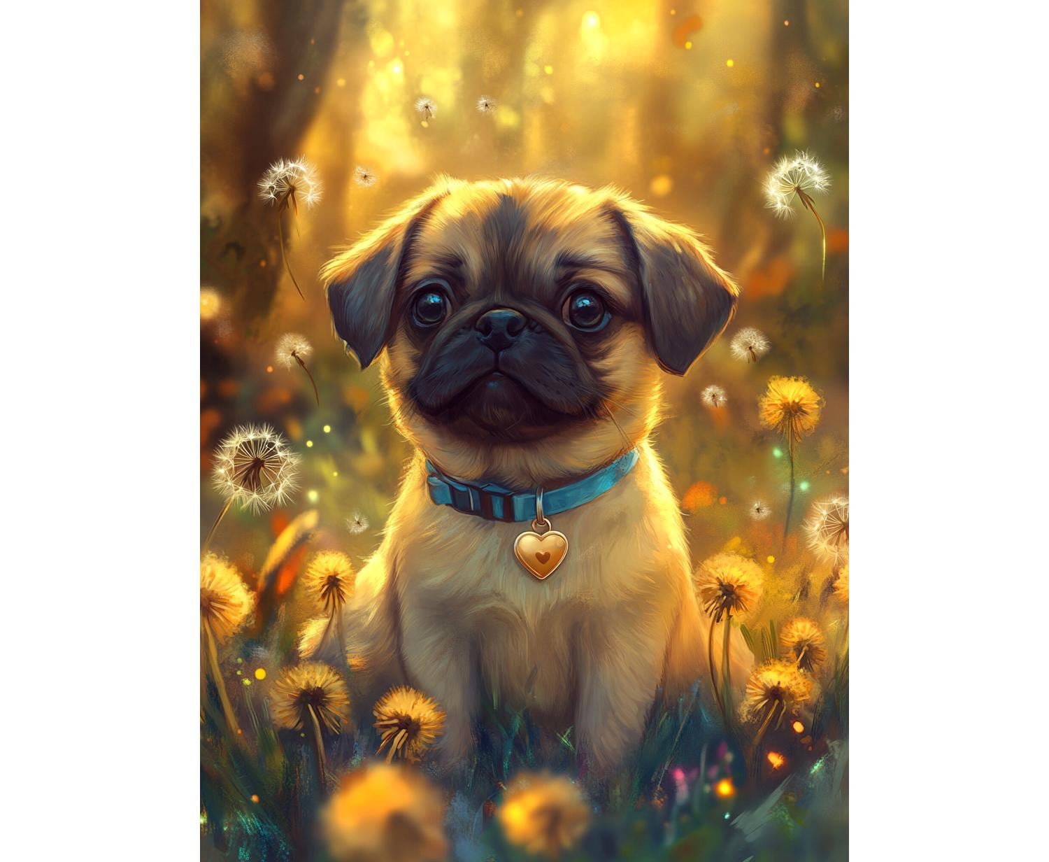 YSCOLOR Diamond Painting Pug Dog – Kit Quadro 30x30 Cm Con Diamanti Rotondi E Tela 3D Fai Da Te - 2