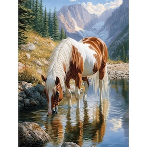 Kit di pittura a diamante con cavallo selvaggio, ricamo fai da te 5D con strass a trapano completo, arte del mosaico della natura maestosa, regalo per la decorazione delle pareti di casa per bambini e adulti