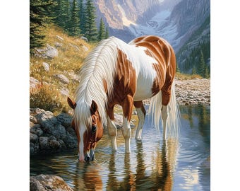 Wild Horse Diamond Painting Kit, 5D DIY Full Drill Rhinestone Embroidery, Majestic Nature Mosaic Art, Home Wall Décor Gift for Kids & Adults