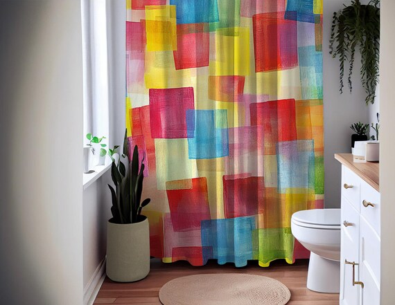 Set di tende da doccia in tessuto con fiori rosa rosa con ganci impermeabili per vasca da bagno bianco giallo viola blu fiore 180 x H180 cm