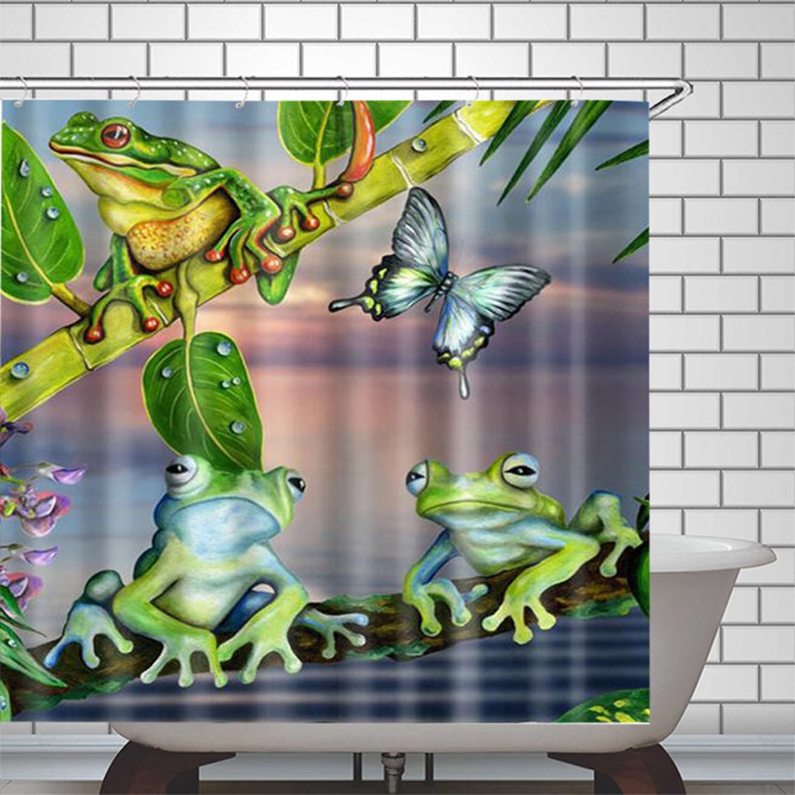 Frog Shower Curtain Polyester Pink Shower Curtain High Quality Etsy