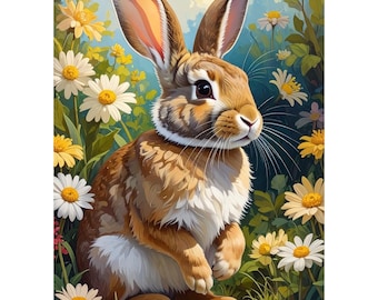 Bunny Diamond Painting Kit: DIY Mosaic Art With Flower Crown for