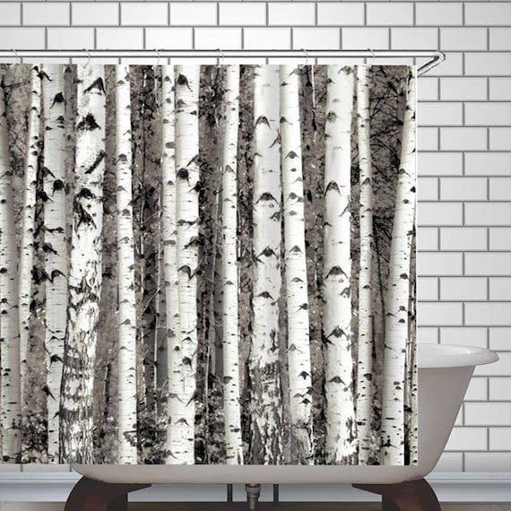 birch tree design shower curtain