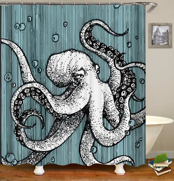 Octopus Shower Curtain S Ocean Waterproof Image 0
