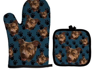 Customized Oven Mitt Your Dog on Custom Oven Mitts Dog Personalized Oven Mitt Set Pot Holder Kitchen Gloves for Kitchen, Send Your Image