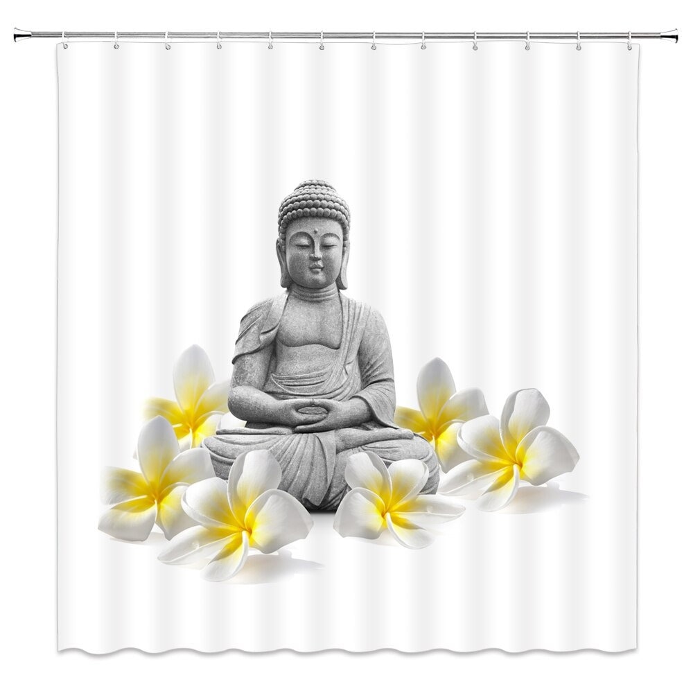 Buddha Shower Curtain Buddha Statue Shower Curtains Bath Decor Etsy