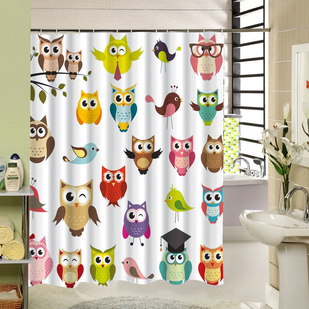 Owl Shower Curtain Cute Owls Kids Shower Curtains Etsy