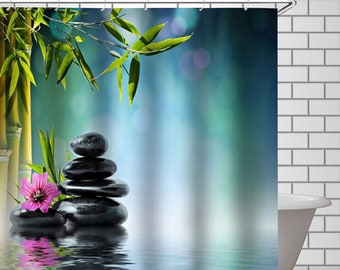 22 Style Zen Bamboo Stone Flowers SPA Shower Curtain Bathroom Waterproof Fabric 22 Style Zen Bamboo Stone Flowers SPA Shower Curtain Bathroom Waterproof Fabric