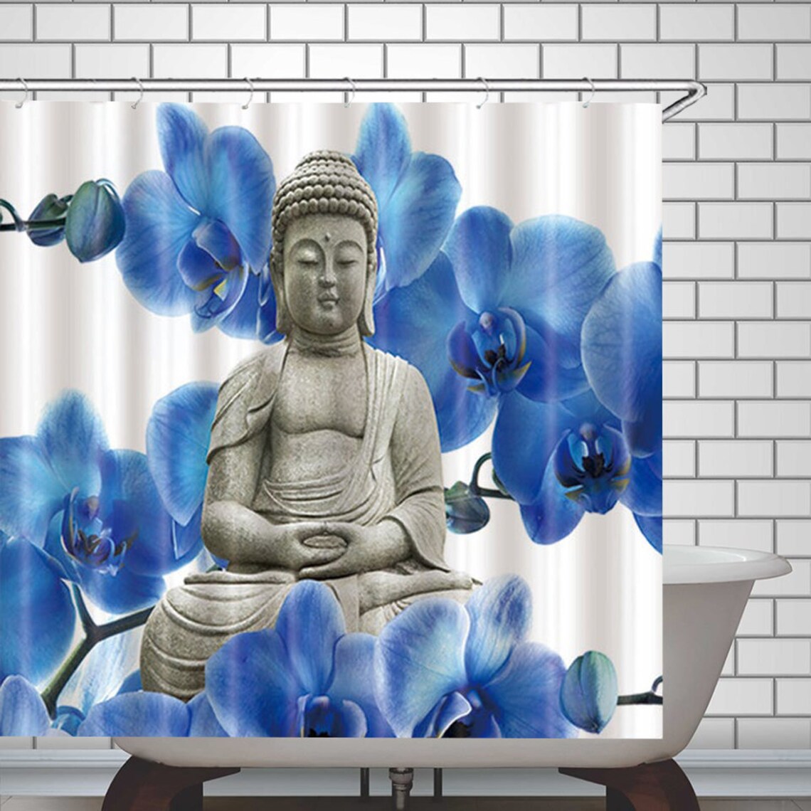 Buddha Shower Curtain Zen Buddha Statue Polyester Fabric Etsy