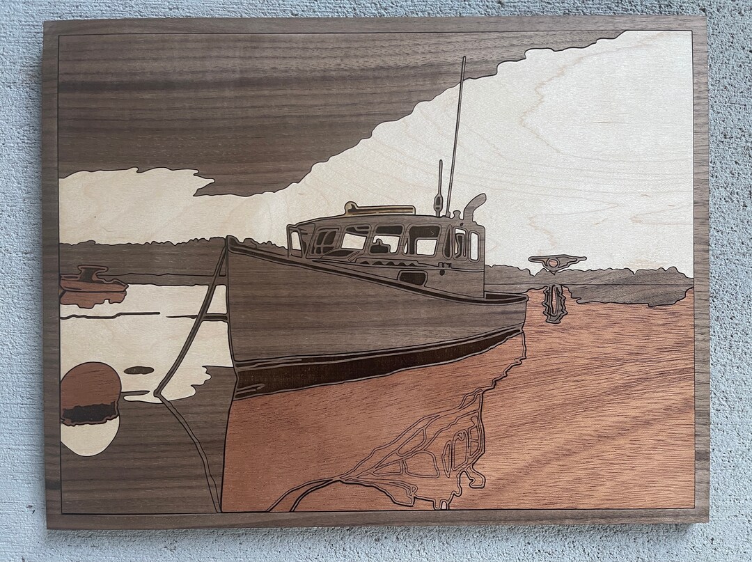Wooden Boat Art Etsy