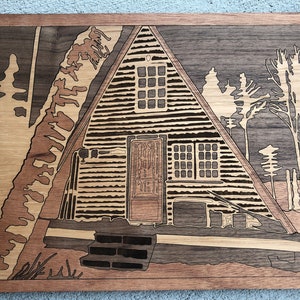 Sugarloaf A-Frame Cabin Wooden Art / Mountain A-Frame Art