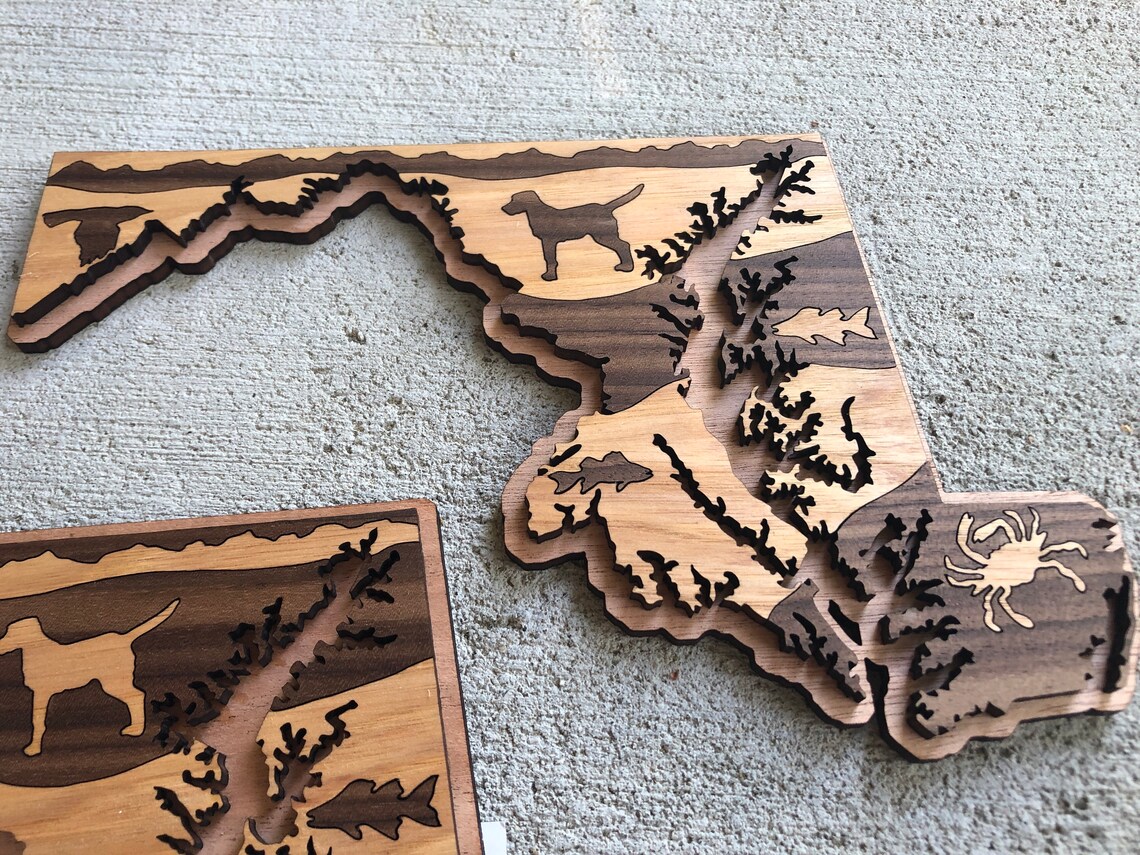 Maryland Art / Wooden State of Maryland Etsy
