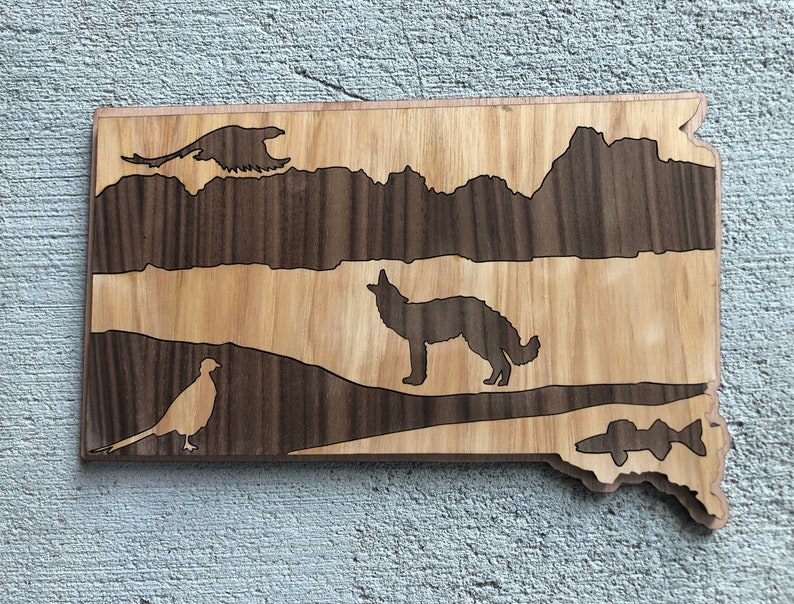 South Dakota Art / Wooden State of South Dakota image 1